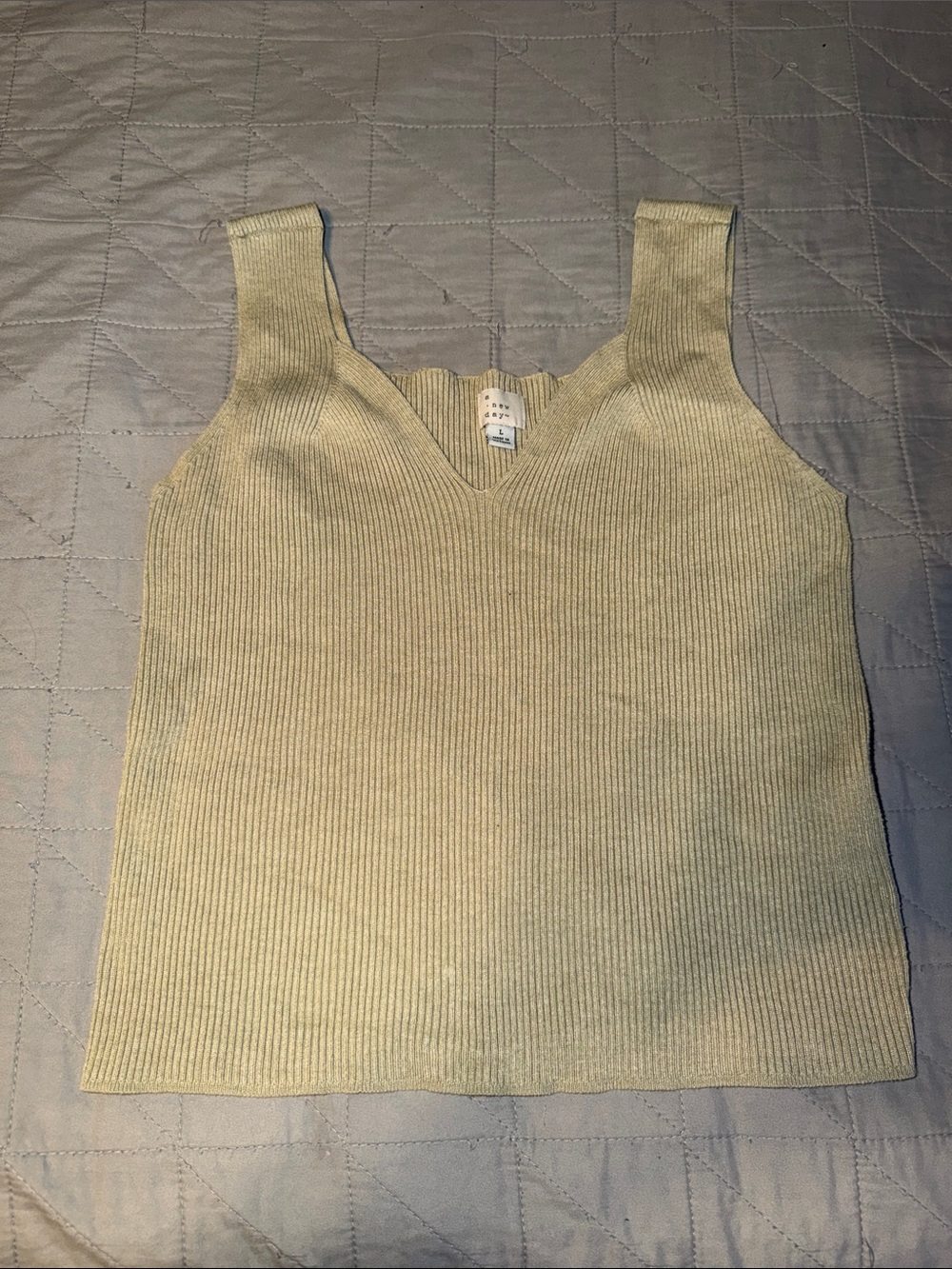 a new day Women’s Ribbed Knit Sage Green Sleeveless Tank Top